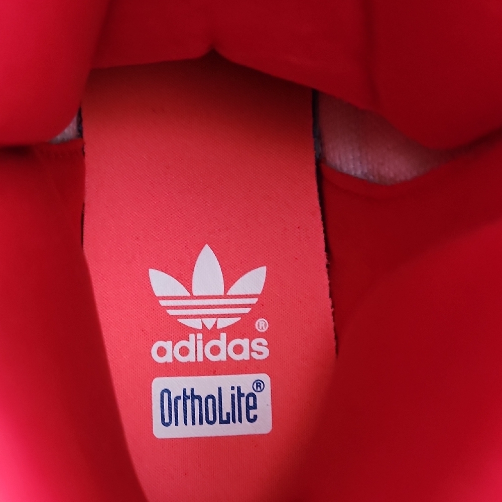Adidas Bold Red High-Tops with White Accents - Picture 6 of 10